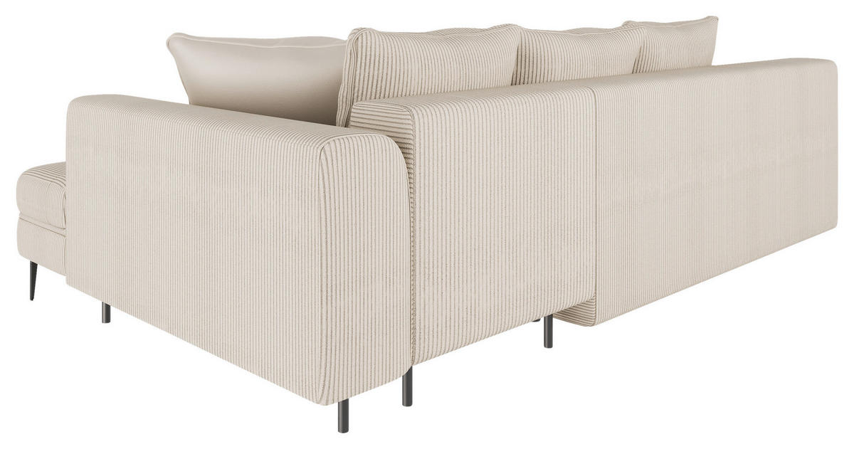 ECKSOFA in Cord Creme  - Creme/Schwarz, Design, Textil (276/177cm) - MID.YOU