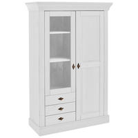 VITRINE  in massiv Kiefer Weiß  - Weiß/Kupferfarben, ROMANTIK / LANDHAUS, Glas/Holz (108/163/45cm) - Boxxx