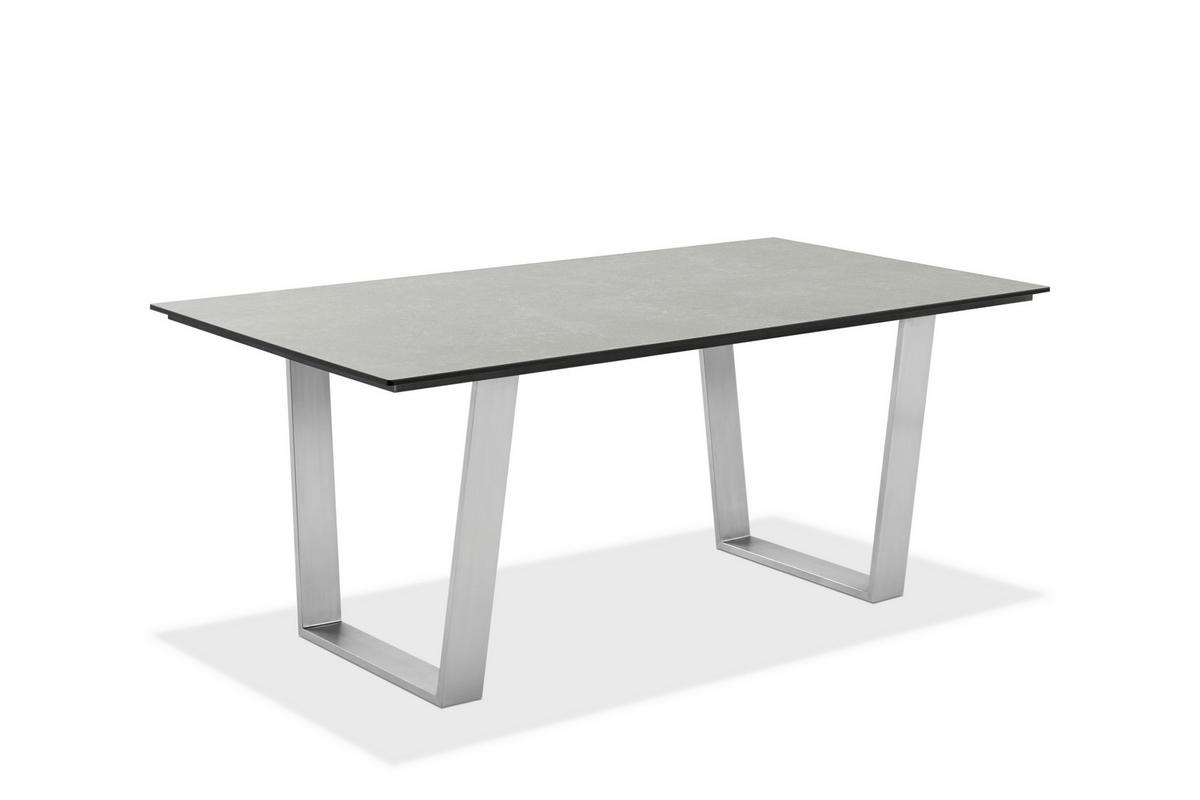 GARTENTISCH Kunststoff Edelstahlfarben, Grau rechteckig  - Edelstahlfarben/Grau, Design, Kunststoff/Metall (220/95/76cm)