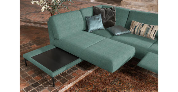 ECKSOFA in Flachgewebe Türkis  - Türkis/Anthrazit, Design, Textil/Metall (230/254cm) - Ambiente