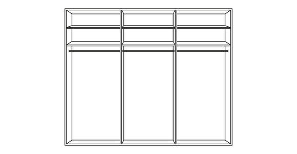 SCHWEBETÜRENSCHRANK in Eichefarben, Magnolie - Chromfarben/Eichefarben, KONVENTIONELL, Glas/Holzwerkstoff (300/236/68cm) - Voleo