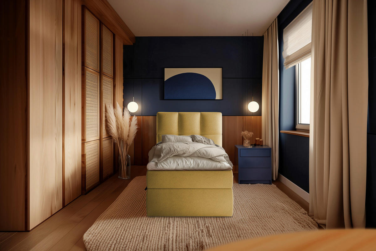 BOXBETT 90/200 cm  in Senfgelb  - Senfgelb/Schwarz, Modern, Holz/Holzwerkstoff (90/200cm) - MID.YOU