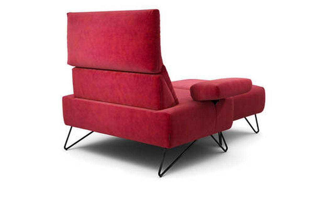 SESSELSET in Samt Rot  - Rot/Schwarz, Design, Textil/Metall (114-142/85/86-94cm) - SENSOO