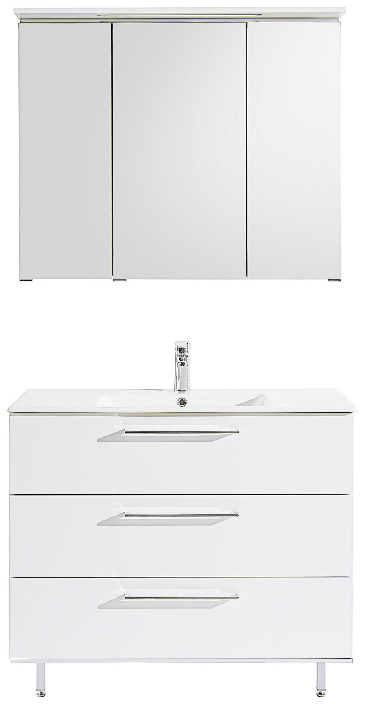 BADEZIMMER  in 100 cm  - Weiss, Design, Glas/Holzwerkstoff (100cm) - Novel