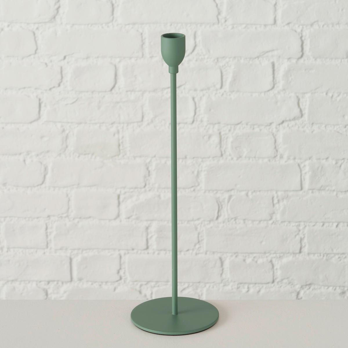 KERZENHALTER - Grün, Basics, Metall (33cm) - Ambia Home