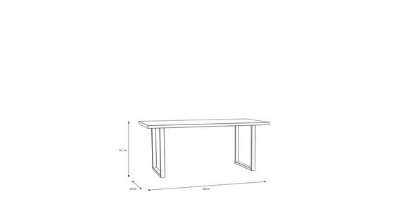 ESSTISCH rechteckig Eichefarben  - Eichefarben/Schwarz, KONVENTIONELL, Holzwerkstoff/Metall (180/90/74,1cm) - Hom`in