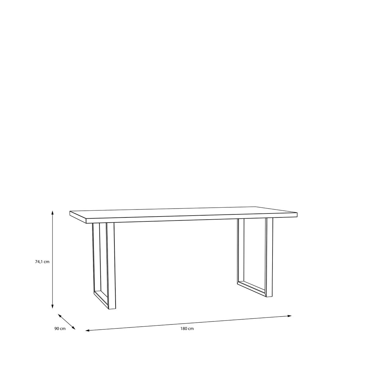 JEDILNA MIZA, barve hrasta  - črna/barve hrasta, Konvencionalno, kovina/leseni material (180/90/74,1cm) - Hom`in