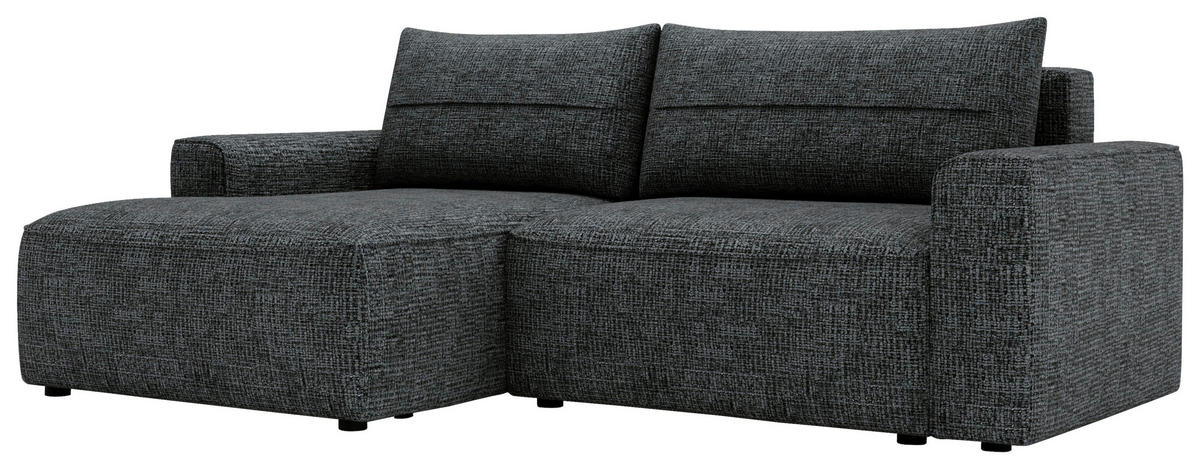 ECKSOFA in Chenille Anthrazit  - Anthrazit/Schwarz, Design, Kunststoff/Textil (144/233cm) - Livetastic