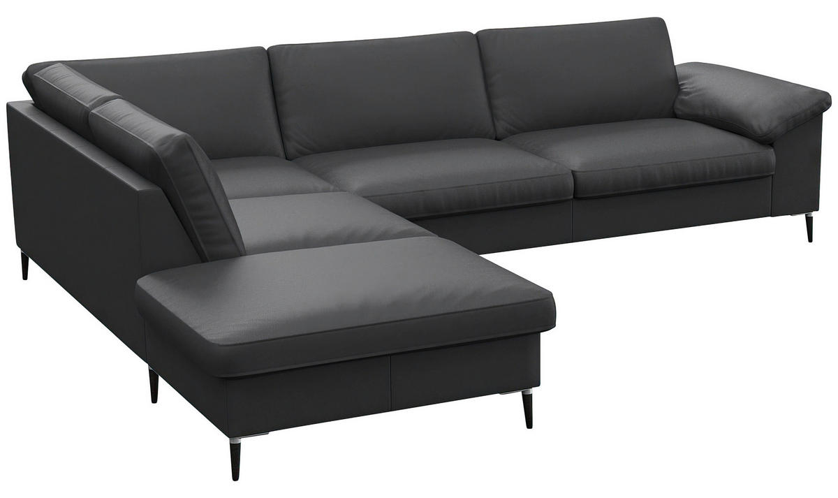 Freisteller von Livetastic ECKSOFA Schwarz Echtleder.