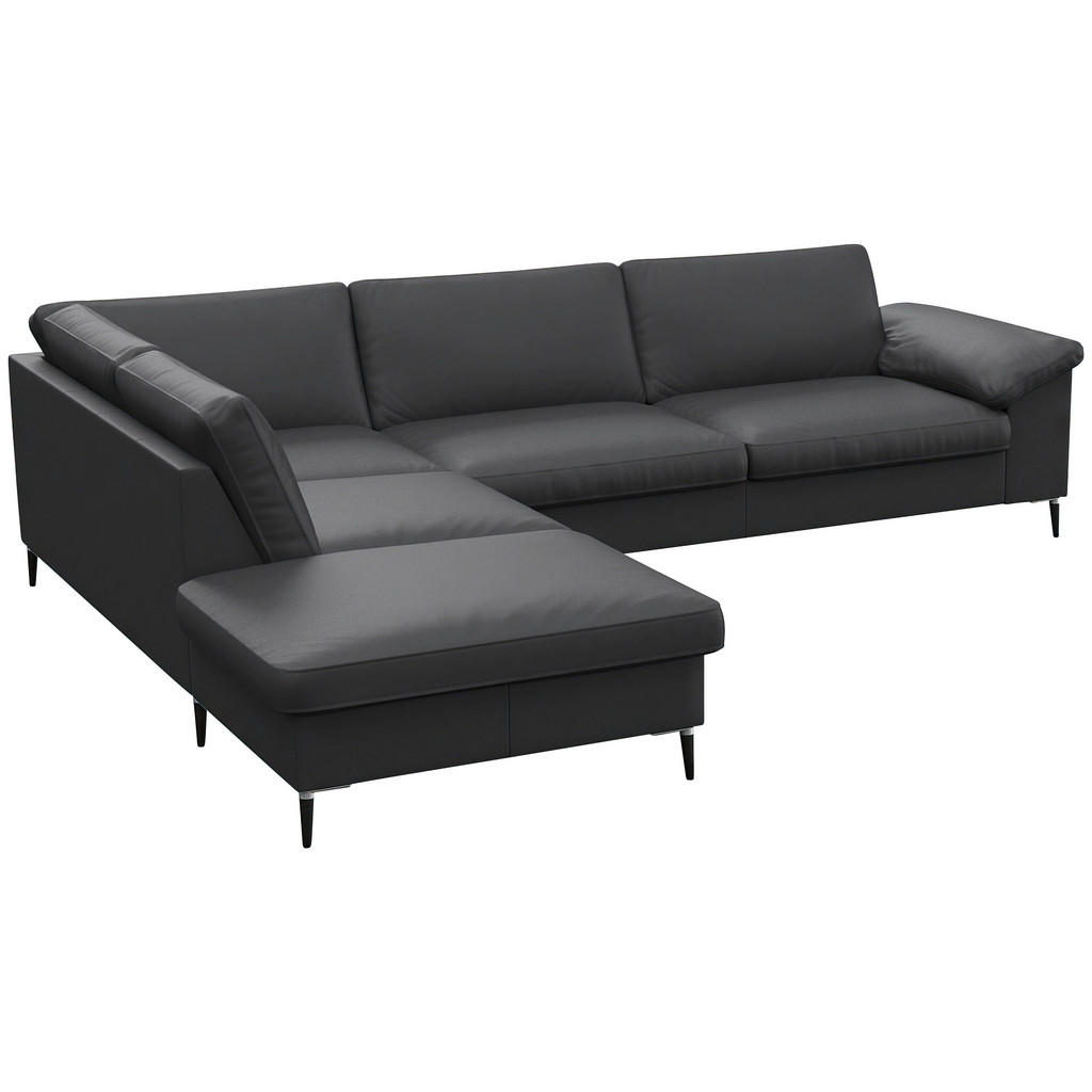 Thumbnail - Livetastic Ecksofa, Schwarz, Leder, Echtleder, Color-Finish-Leder, 5-Sitzer, Füllung: Schaumstoff, Federn,Schaumstoff, O...