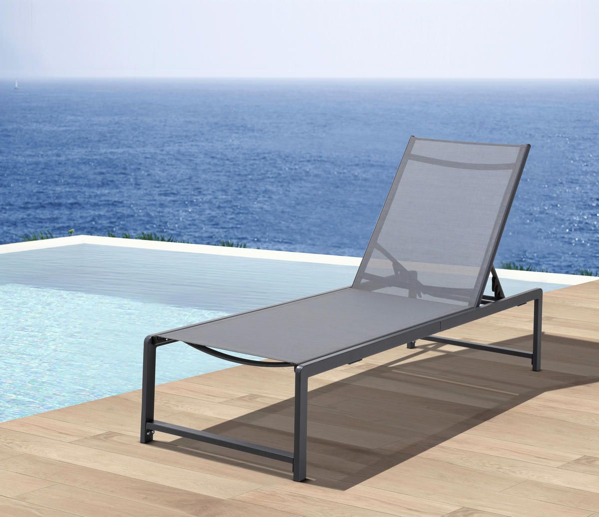 GARTENLIEGE 190/34/60 cm  - Anthrazit/Grau, MODERN, Kunststoff/Metall (190/34/60cm) - Ambia Garden