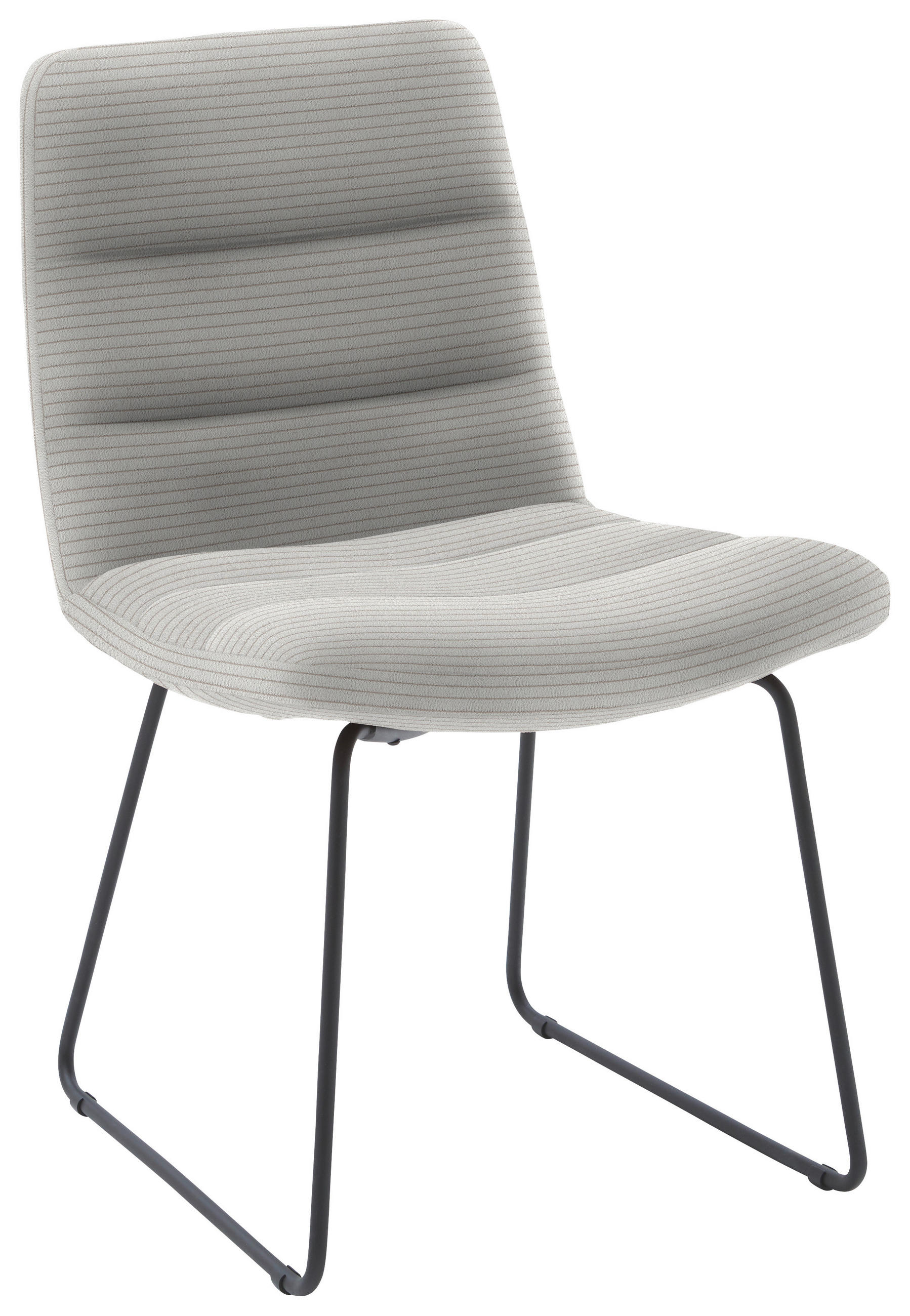STUHL  in Cord Textil  - Greige/Schwarz, Design, Textil/Metall (52/88/66cm) - Dieter Knoll