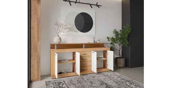 SIDEBOARD in 195/88/38 cm - Alufarben/Schwarz, Basics, Holzwerkstoff/Kunststoff (195/88/38cm) - Xora
