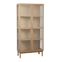 VITRINE  in massiv, teilmassiv Eiche Eichefarben  - Eichefarben, Basics, Glas/Holz (90/190/40cm) - Boxxx