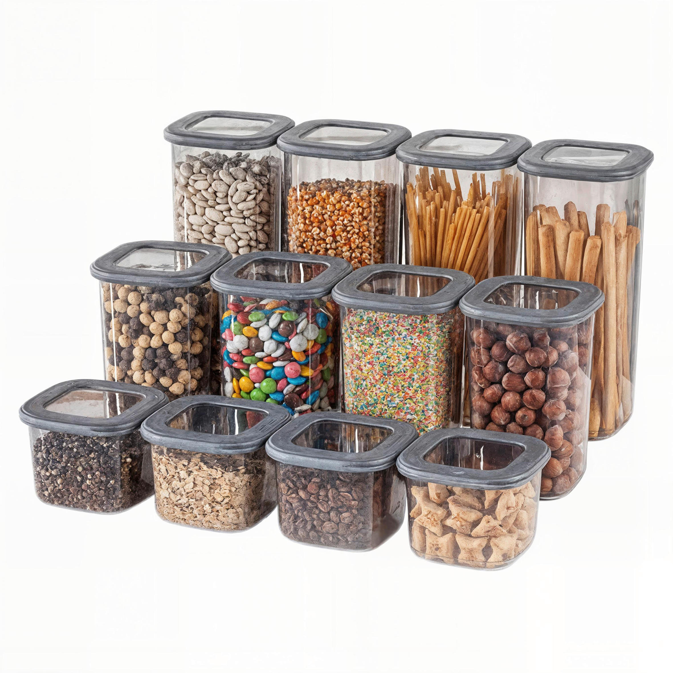 Vorratsdosenset Grau 12-teilig
