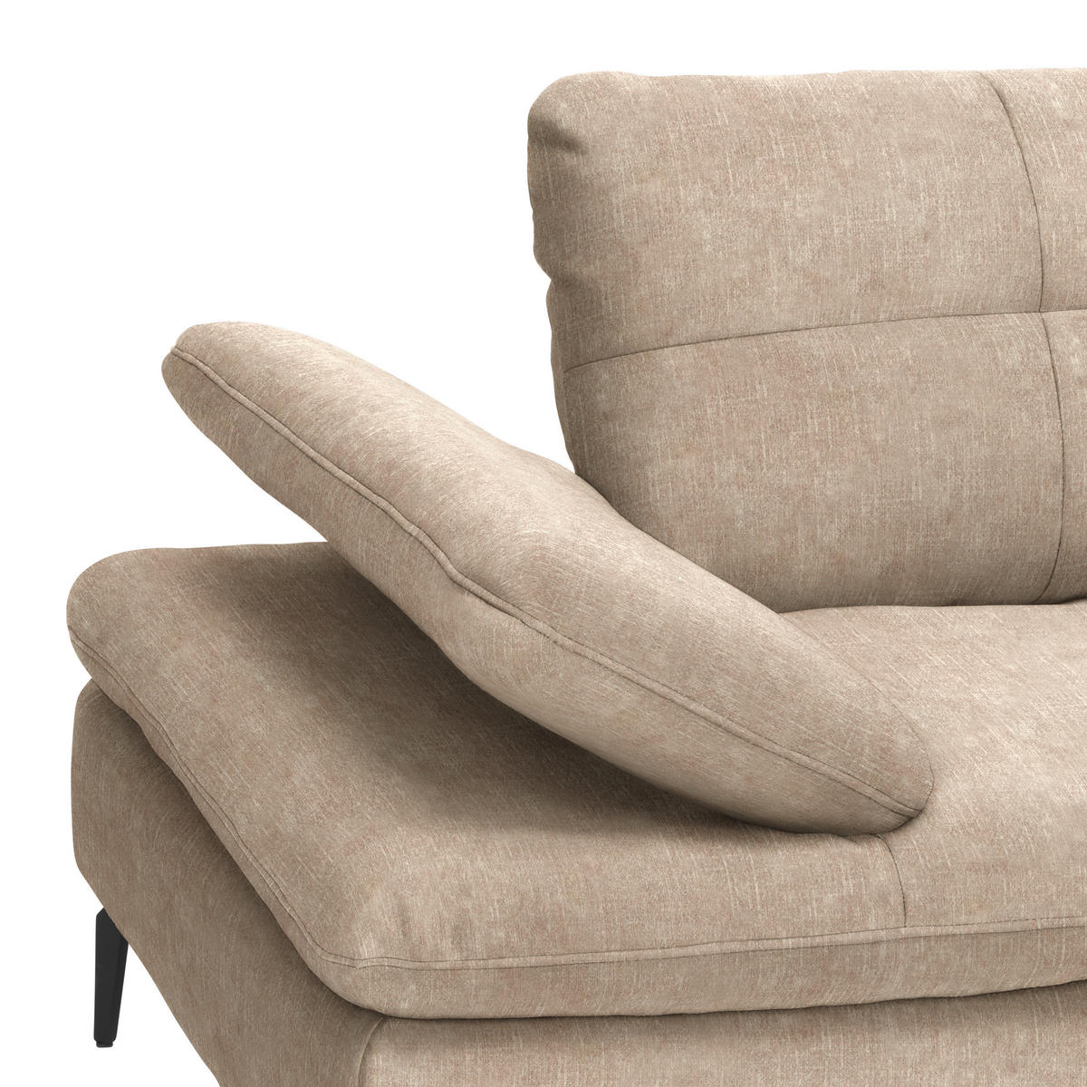 ECKSOFA in Velours Sandfarben  - Sandfarben/Schwarz, Design, Textil/Metall (301/179cm) - Chilliano
