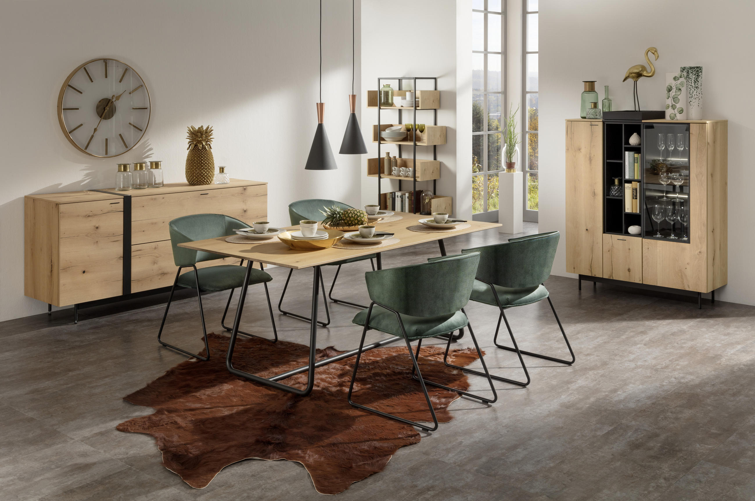 ESSTISCH in Holz, Metall 160/90/76 cm  - Eichefarben/Anthrazit, Natur, Holz/Metall (160/90/76cm) - Livetastic
