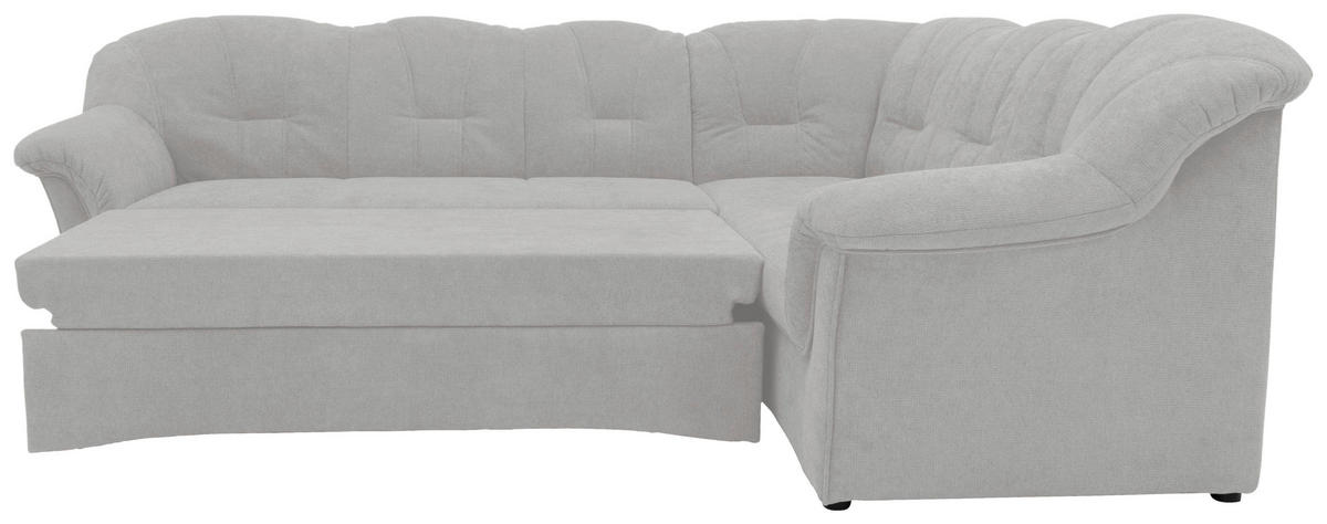 ECKSCHLAFSOFA Hellgrau Mikrofaser  - Hellgrau/Schwarz, KONVENTIONELL, Kunststoff/Textil (243/192cm) - MID.YOU