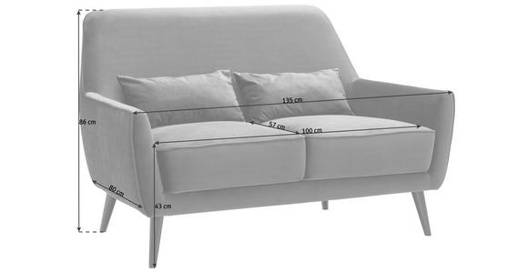 2-SITZER-SOFA in Mikrofaser Blau - Blau/Schwarz, Trend, Holz/Textil (135/86/80cm) - Carryhome