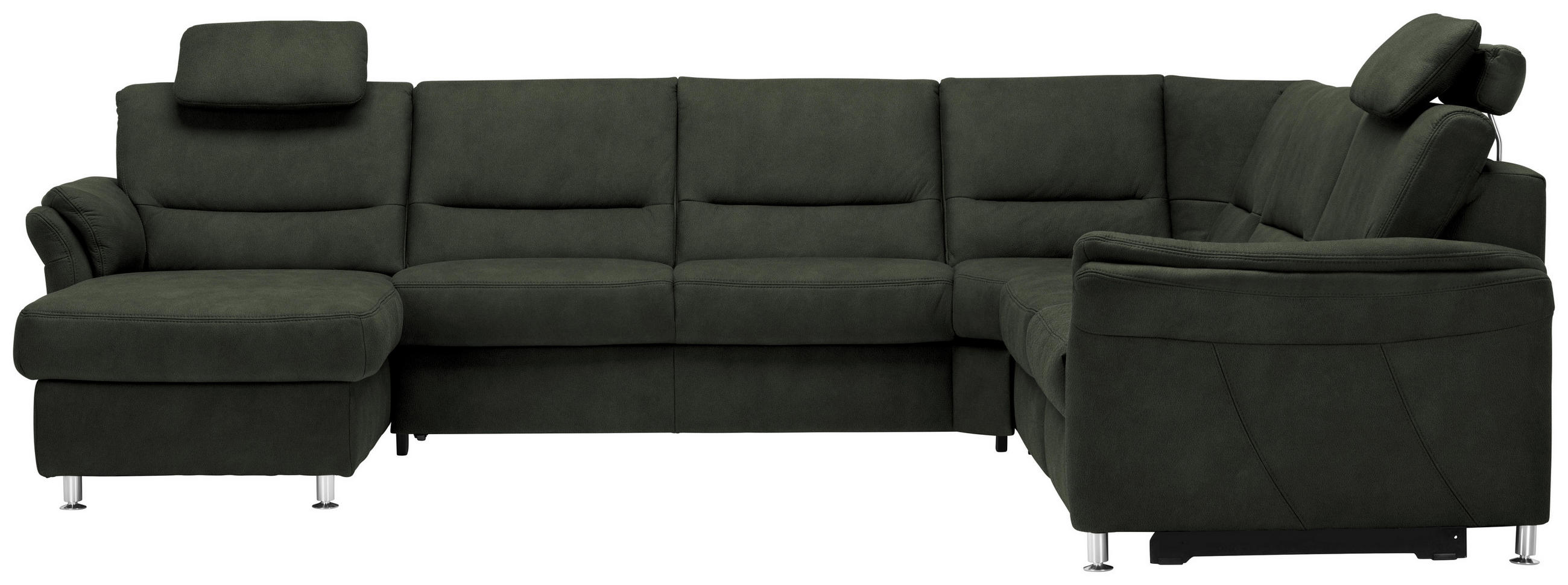 WOHNLANDSCHAFT Mikrofaser Dunkelgrün  - Dunkelgrün/Alufarben, Konventionell, Textil/Metall (173/330/262cm) - Beldomo System