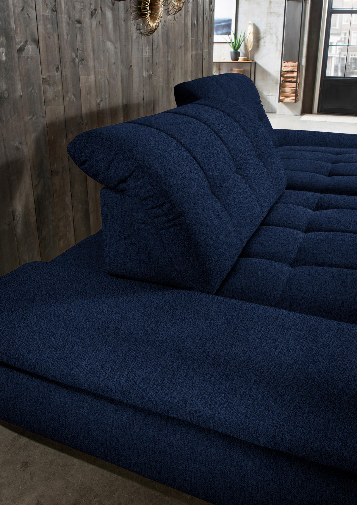 ECKSOFA in Mikrofaser Blau  - Blau/Schwarz, Design, Textil/Metall (290/198cm) - Xora