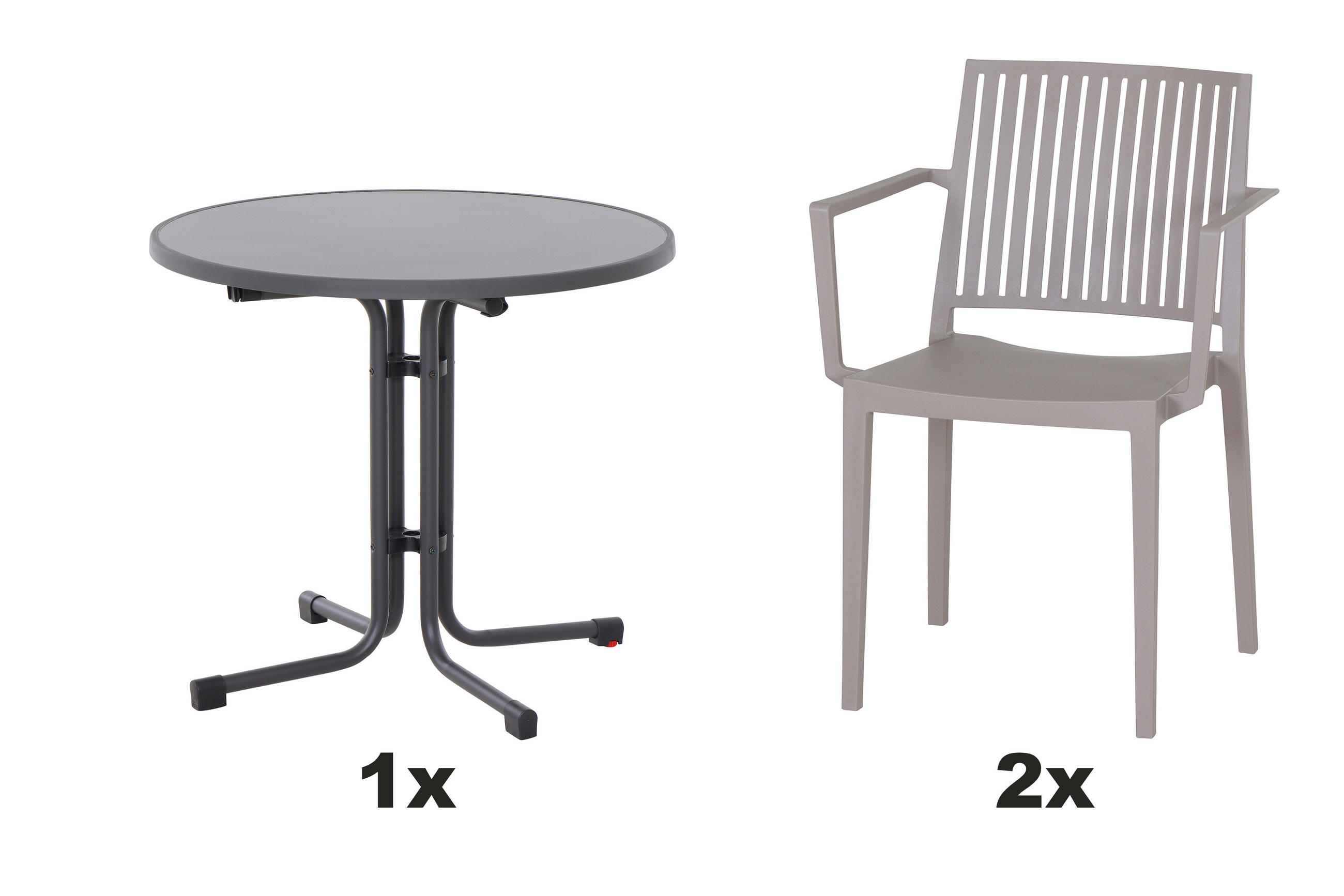 GARTENGARNITUR 3-teilig Stahl  - Taupe, Basics, Kunststoff/Metall (80/80/80cm) - Siena Garden