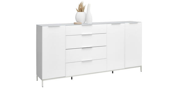 SIDEBOARD in 225/101/40 cm - Chromfarben/Weiß Hochglanz, Basics, Glas/Holzwerkstoff (225/101/40cm) - Voleo