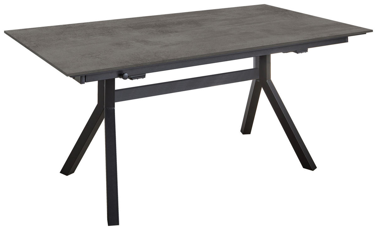 ESSTISCH Schwarz, Schieferfarben rechteckig  ausziehbar, in verschiedenen Größen erhältlich, in verschiedenen Holzdekoren erhältlich  - Schieferfarben/Schwarz, Basics, Holzwerkstoff/Metall (180-280/95/76cm) - Celina Home