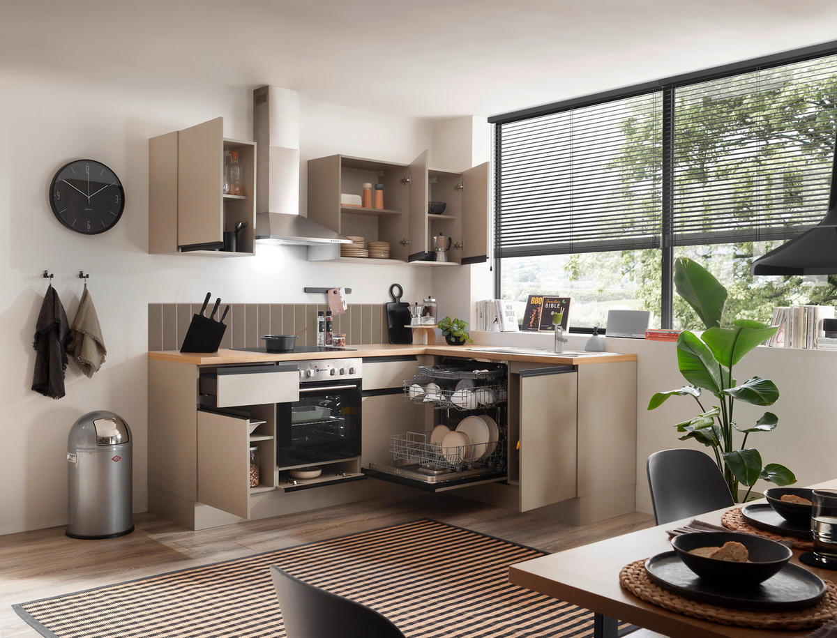 ECKKÜCHE 220/175 cm  in Seidengrau  - Eichefarben/Seidengrau, Trend, Holzwerkstoff/Metall (220/175cm) - P & B