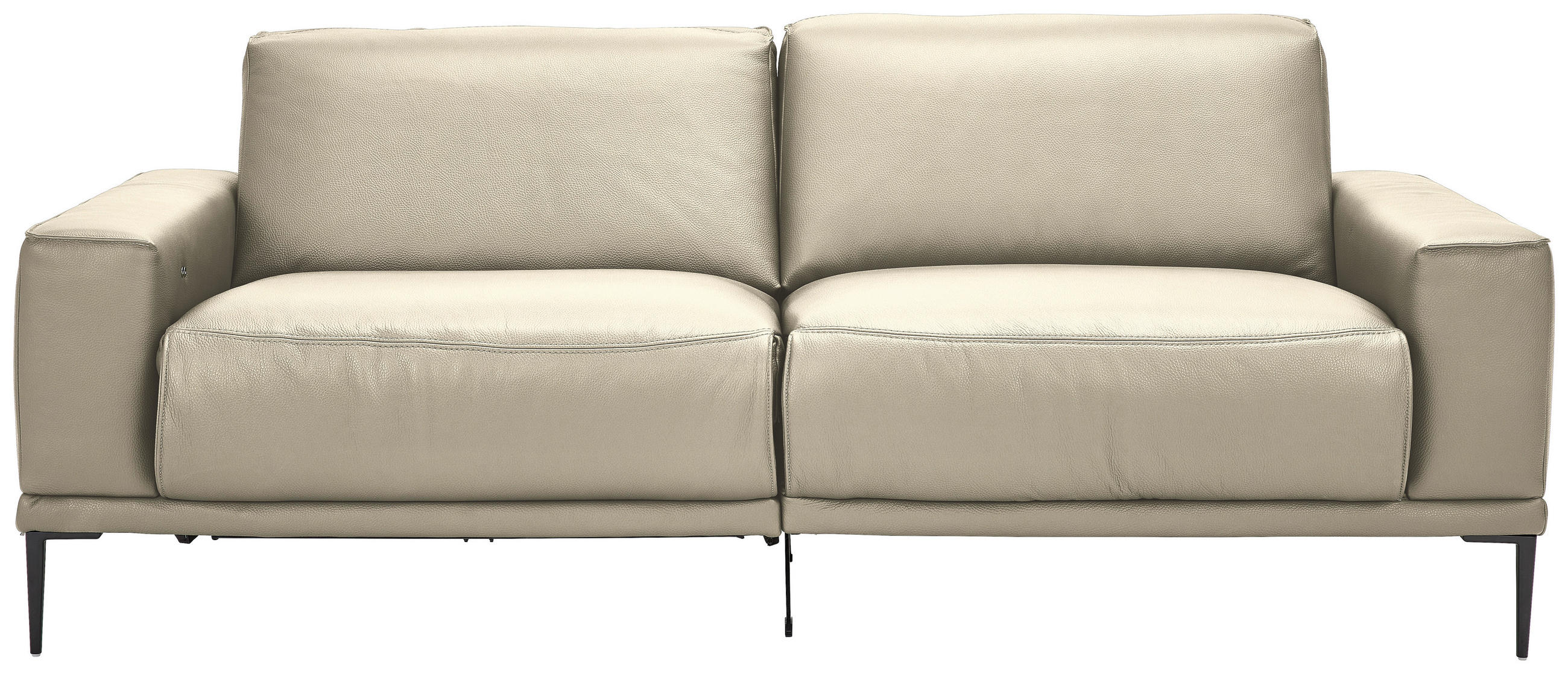 2,5-SITZER in Echtleder Creme  - Creme/Schwarz, Design, Leder/Metall (200/102/92cm) - Johann Jakob