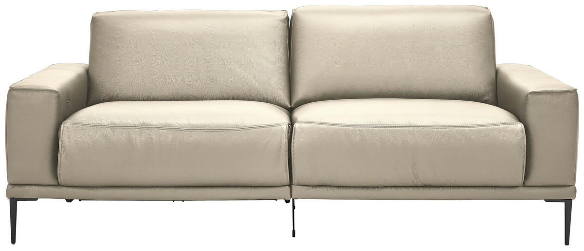 2,5-SITZER in Leder Creme  - Creme/Schwarz, Design, Leder/Metall (200/102/92cm) - Johann Jakob
