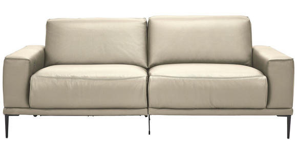 2,5-SITZER in Leder Creme  - Creme/Schwarz, Design, Leder/Metall (200/102/92cm) - Johann Jakob