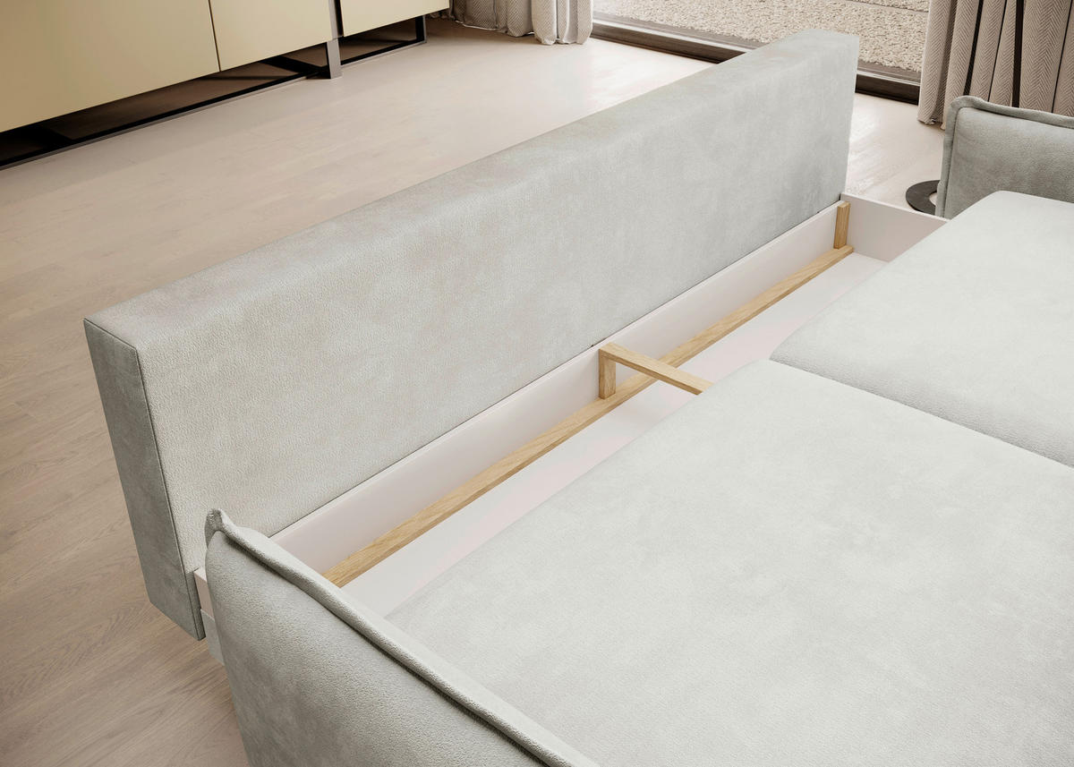 SCHLAFSOFA in Chenille Creme  - Creme/Schwarz, KONVENTIONELL, Textil/Metall (223/89/107cm) - Carryhome