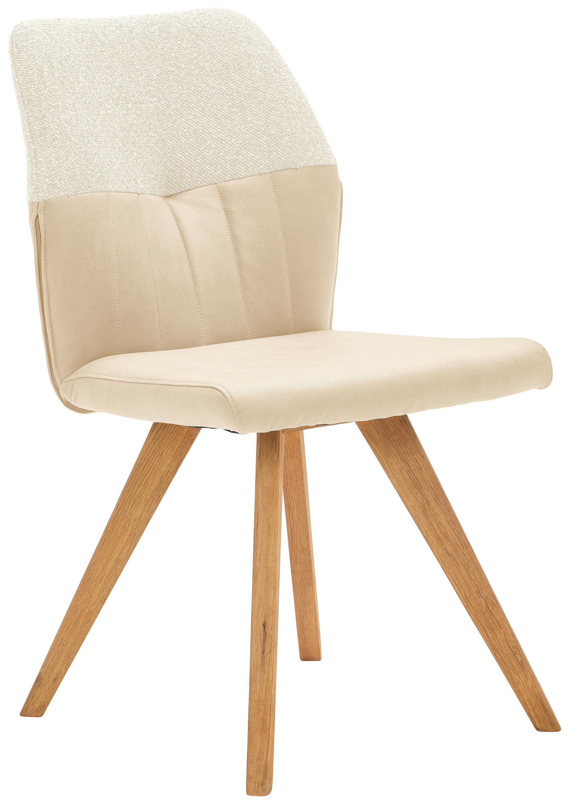 STUHL  in Lederlook, Webstoff  - Wildeiche/Beige, Konventionell, Holz/Textil (49,5/87/62,5cm) - Valdera