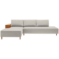 ECKSOFA in Flachgewebe Ecru  - Ecru/Eichefarben, Design, Holz/Textil (190/307cm) - Joka