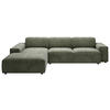 ECKSOFA in Cord Grün  - Schwarz/Grün, Design, Kunststoff/Textil (189/300cm) - Pure Home Lifestyle