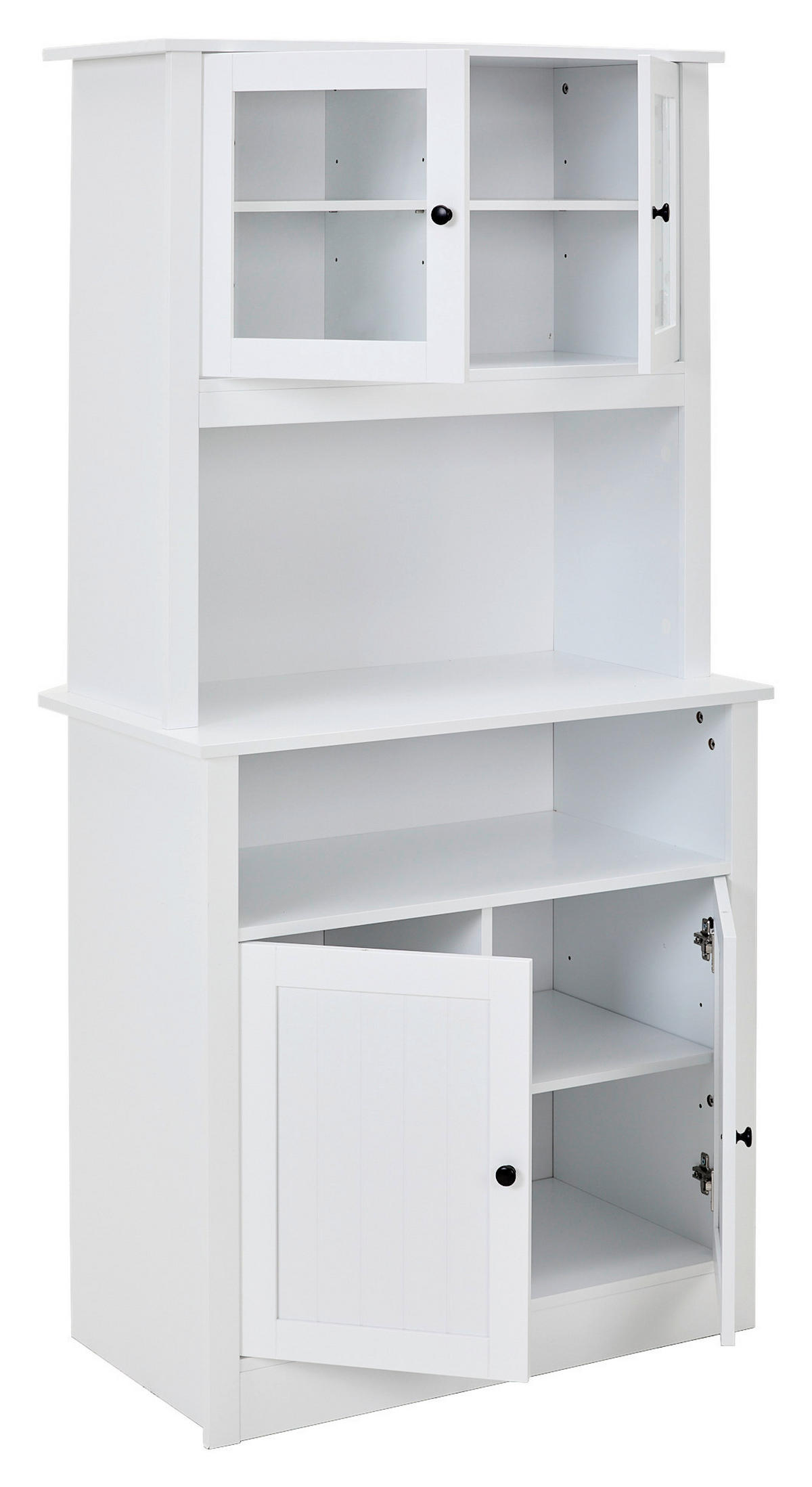 BUFFET 80/161/44 cm  in Weiß  - Schwarz/Weiß, LIFESTYLE, Glas/Holzwerkstoff (80/161/44cm) - MID.YOU