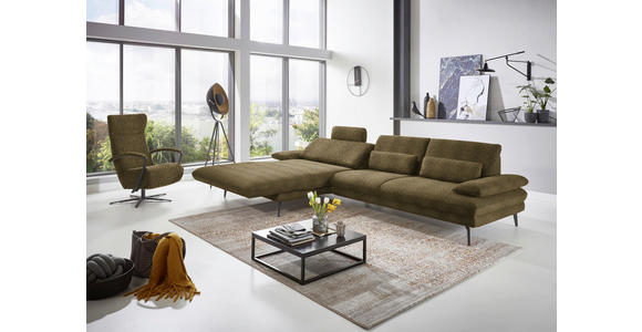 ECKSOFA in Chenille Grün  - Schwarz/Grün, Design, Textil/Metall (180/310cm) - Dieter Knoll