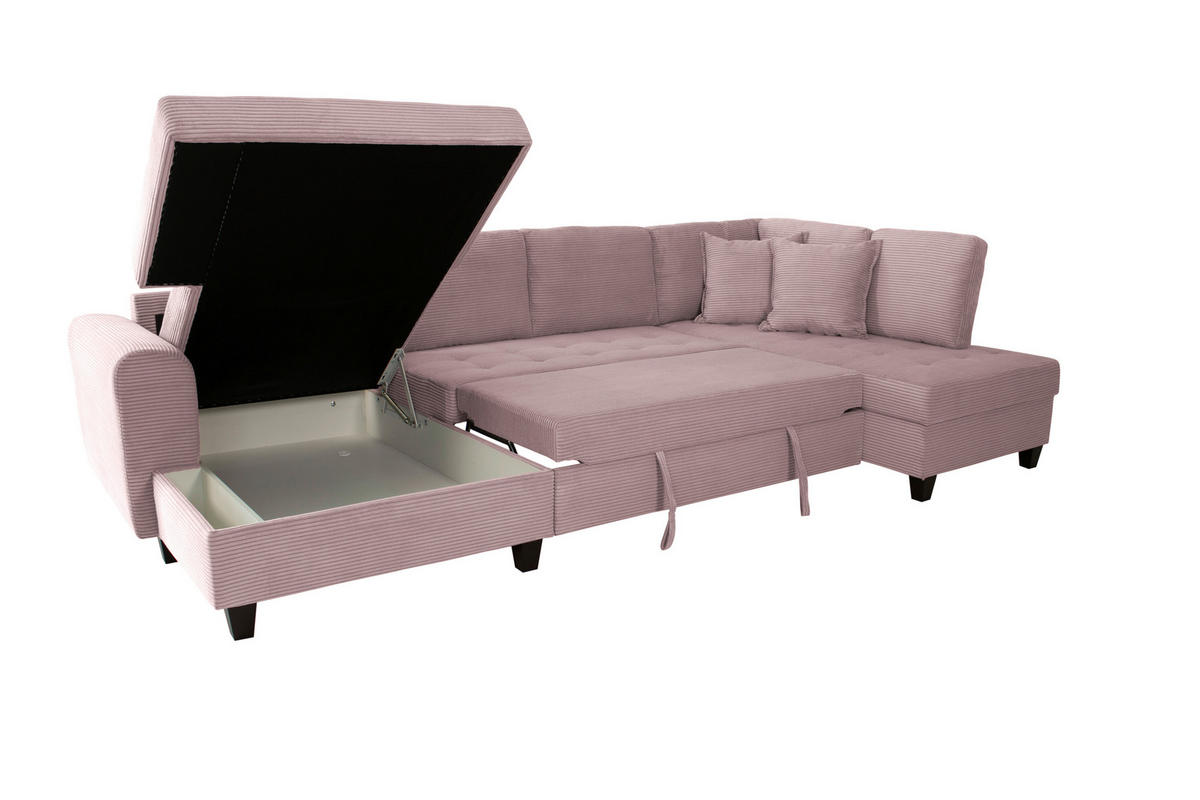 WOHNLANDSCHAFT MORITZ Rosa Cord  - Rosa, Trend, Textil (155/324/178cm) - P & B