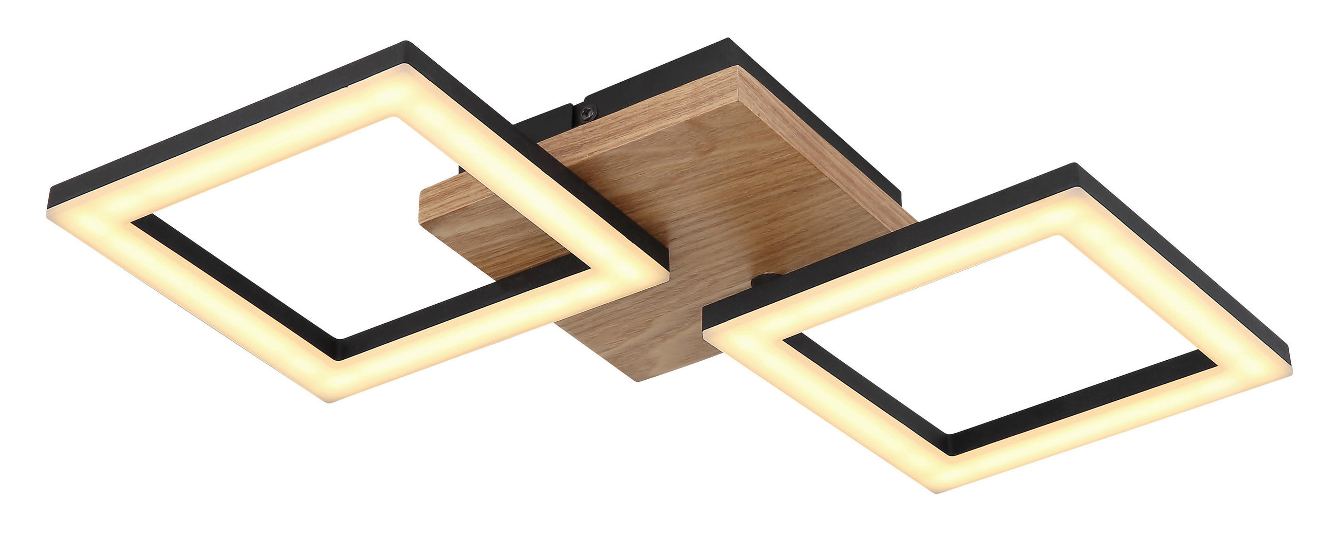 Plafonieră Cu Led 18 W    46/22.5/7 cm  - opal/maro închis, Design, plastic/lemn (46/22.5/7cm) - Globo