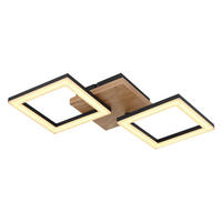 LED-DECKENLEUCHTE 18 W    46/22.5/7 cm  - Dunkelbraun/Opal, Design, Holz/Kunststoff (46/22.5/7cm) - Globo