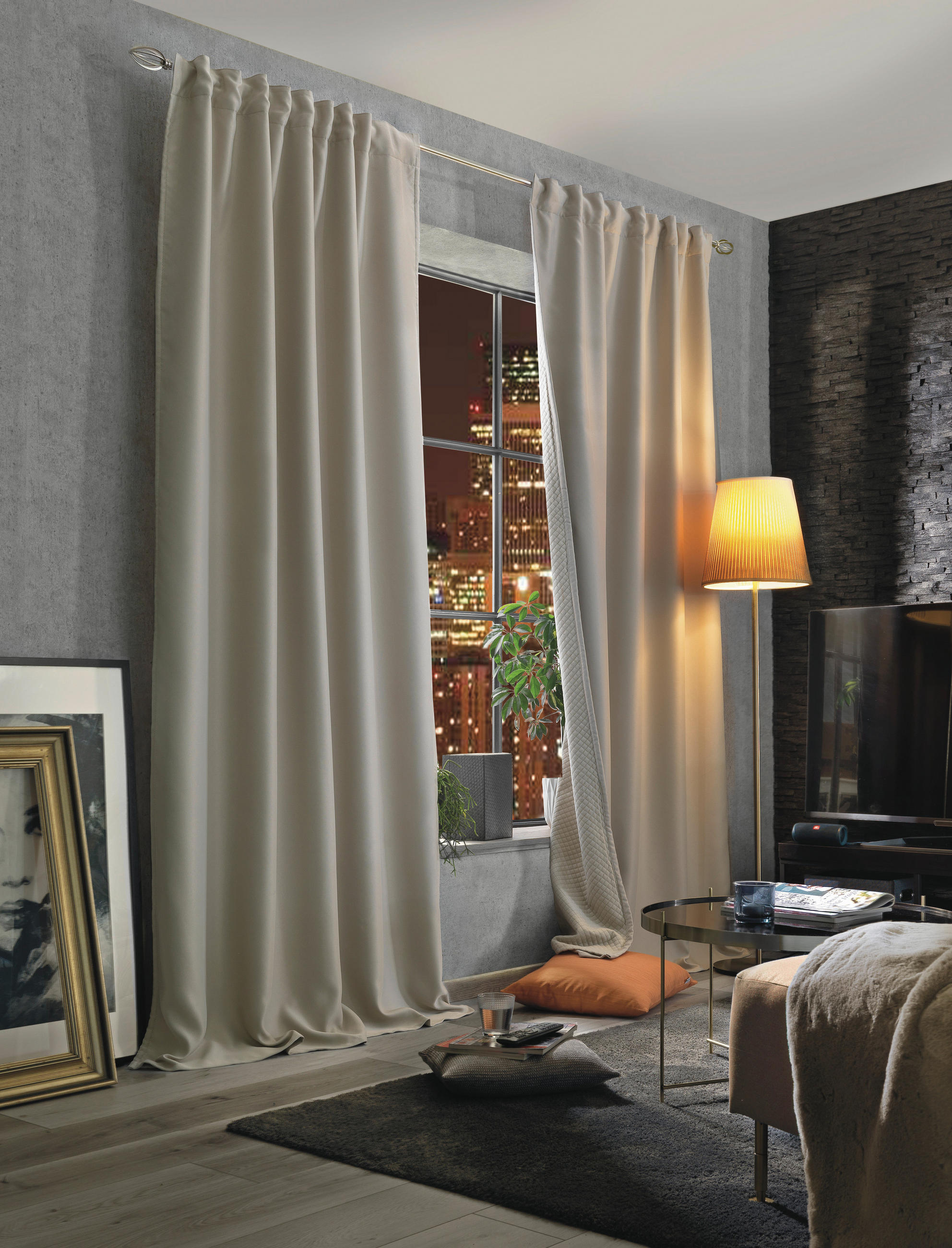 LÄRMSCHUTZVORHANG ACUSTICO Verdunkelung 135/225 cm   - Naturfarben, KONVENTIONELL, Textil (135/225cm)
