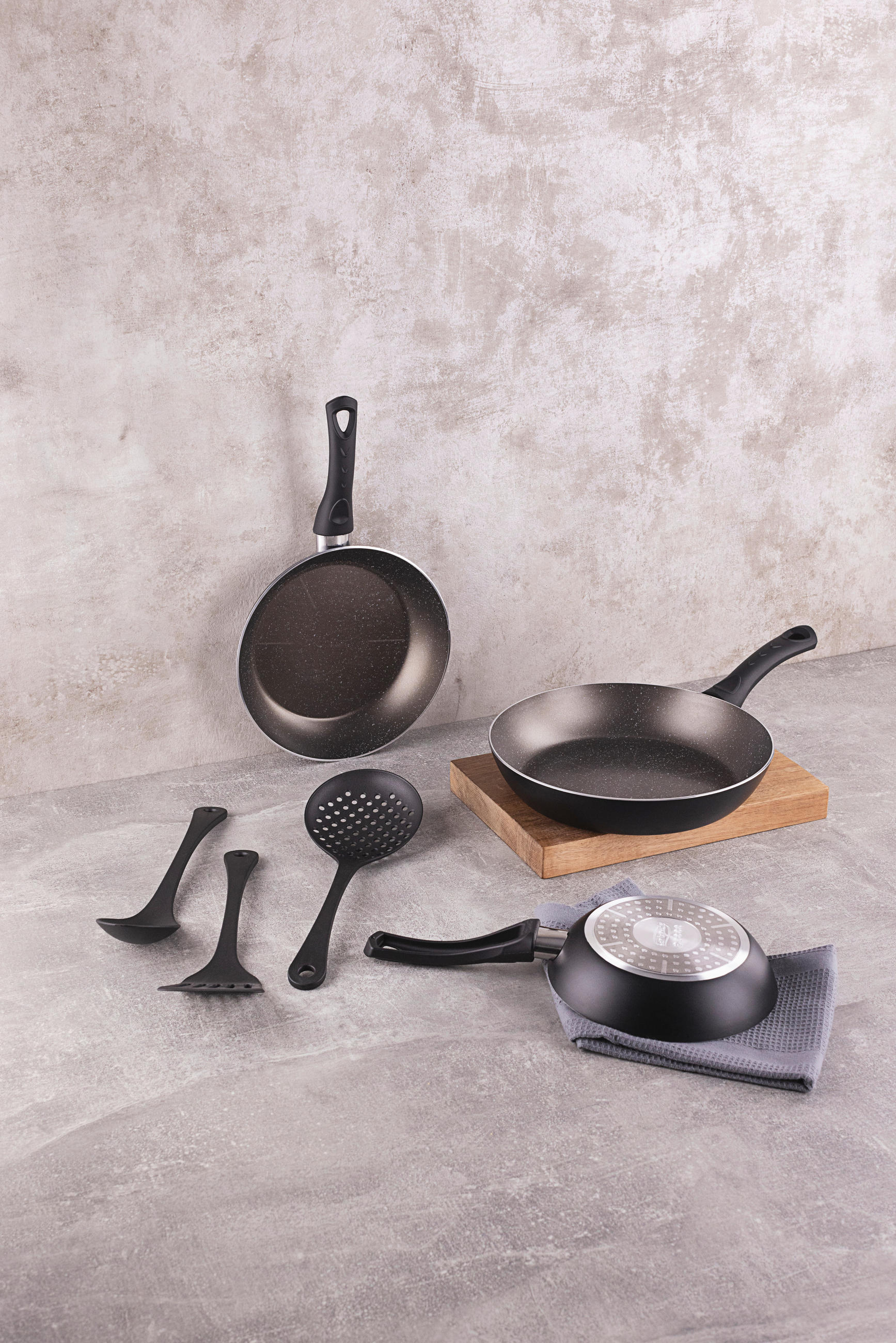 PFANNENSET Aluminium 3-teilig  - Schwarz, Basics, Kunststoff/Metall