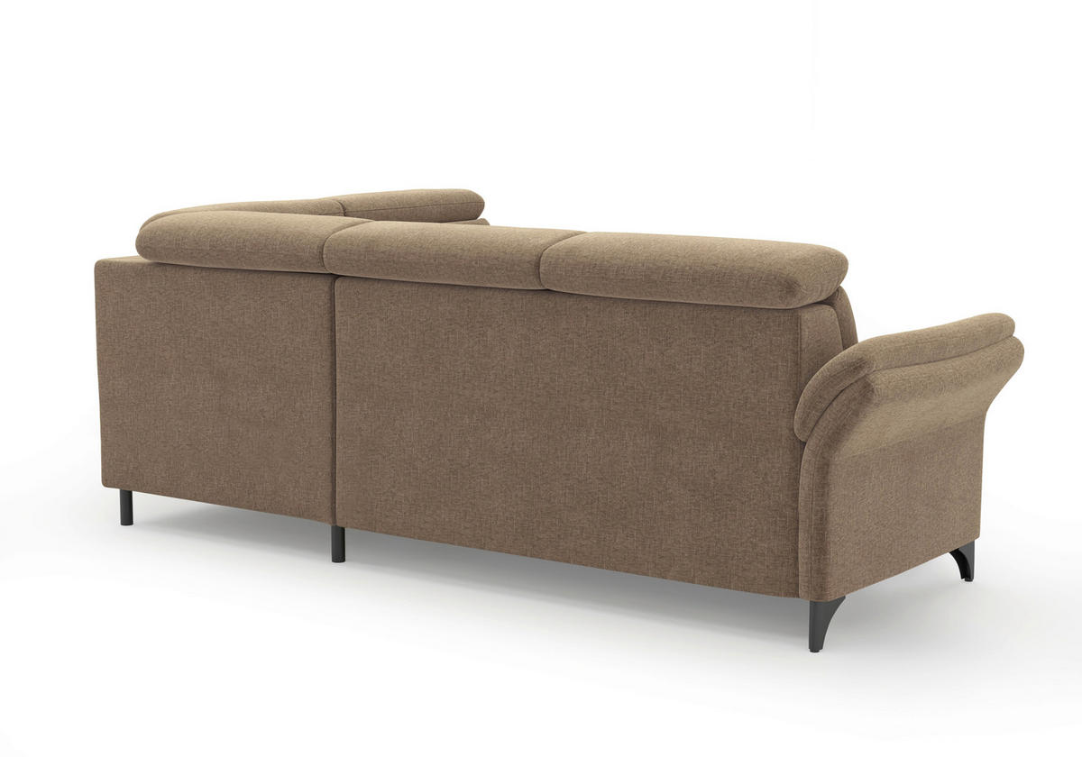 ECKSOFA Flachgewebe Hellbraun  - Hellbraun/Schwarz, Konventionell, Textil/Metall (247/193cm) - Sit & More