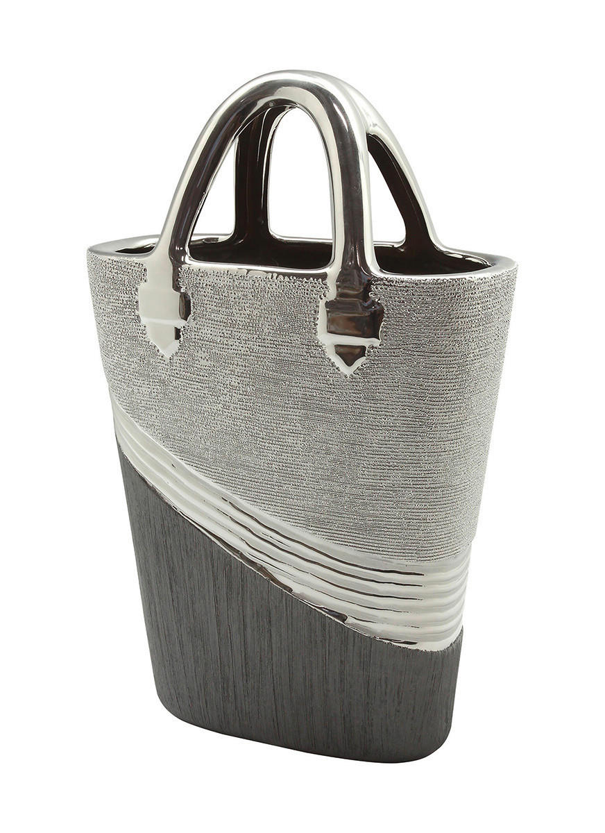 VASE  - Silberfarben/Grau, Basics, Keramik (10/20/31,5cm)