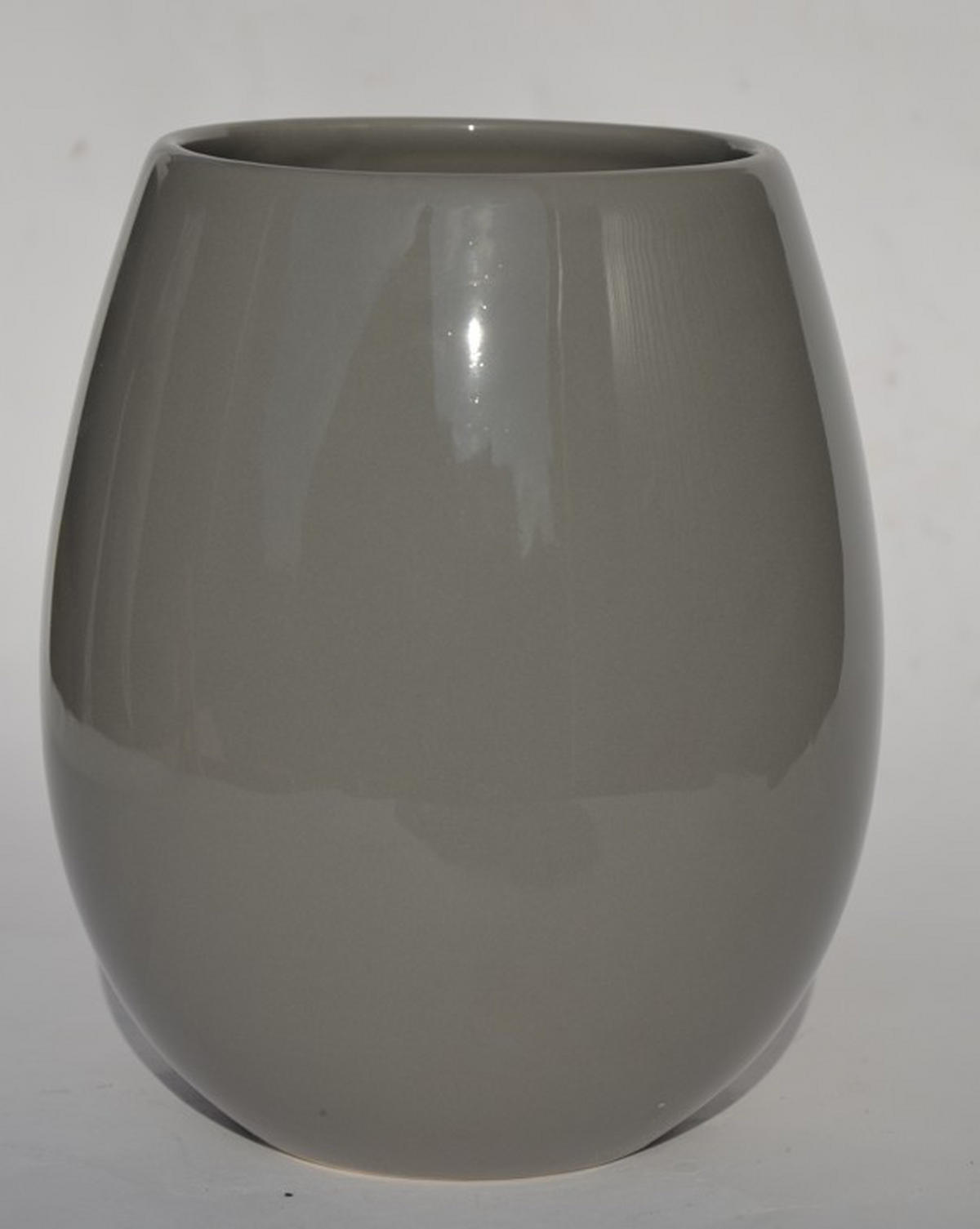 VASE  - Grau Hochglanz, Basics, Keramik (14/18/14cm)