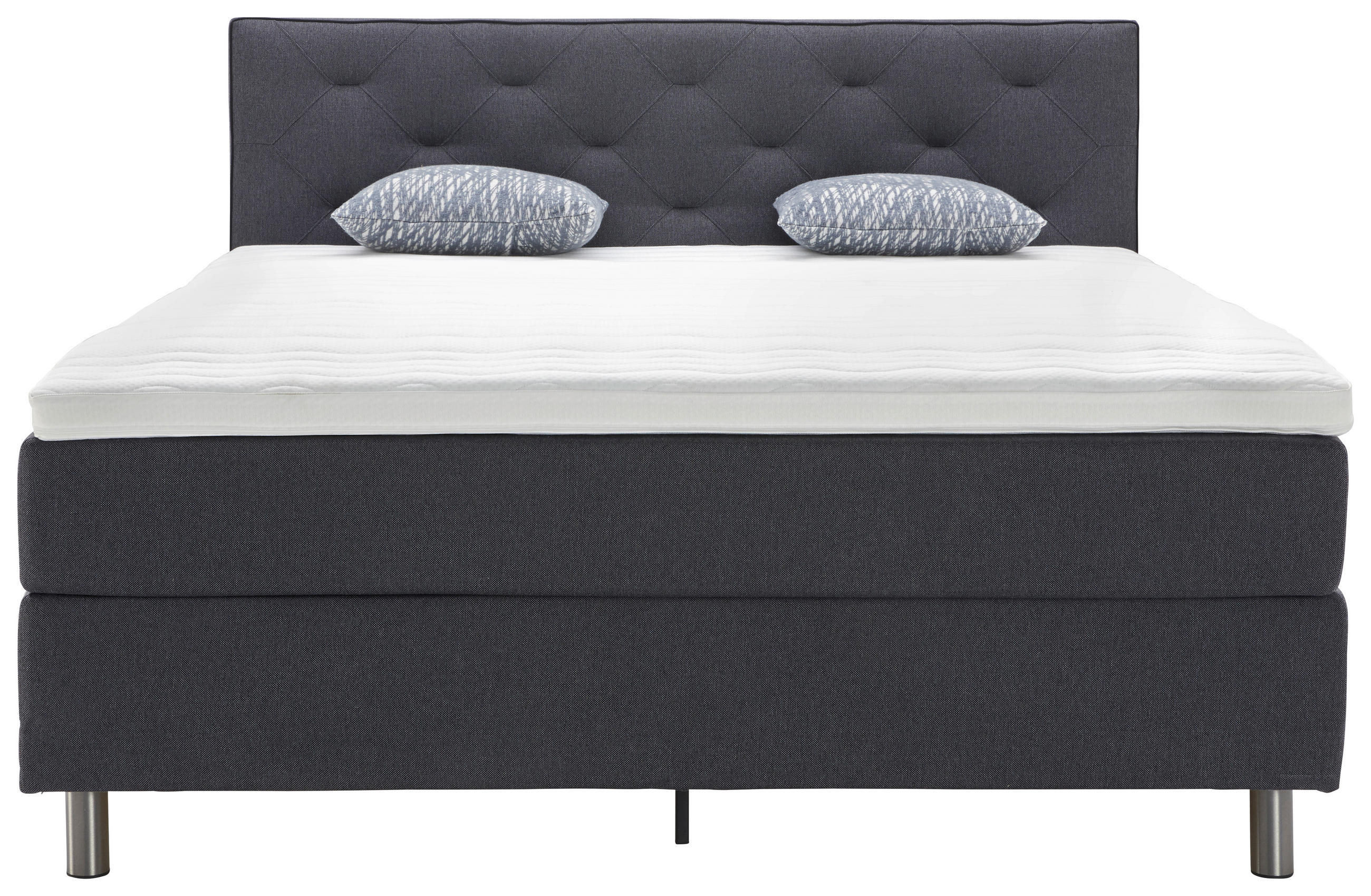 BOXSPRINGBETT 180/200 cm in Grau - Alufarben/Grau, KONVENTIONELL, Textil/Metall (180/200cm) - Welnova