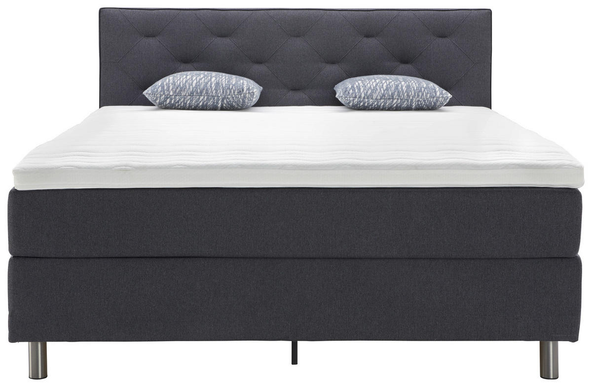 BOXSPRINGBETT 180/200 cm  in Grau  - Alufarben/Grau, Konventionell, Textil/Metall (180/200cm) - Welnova