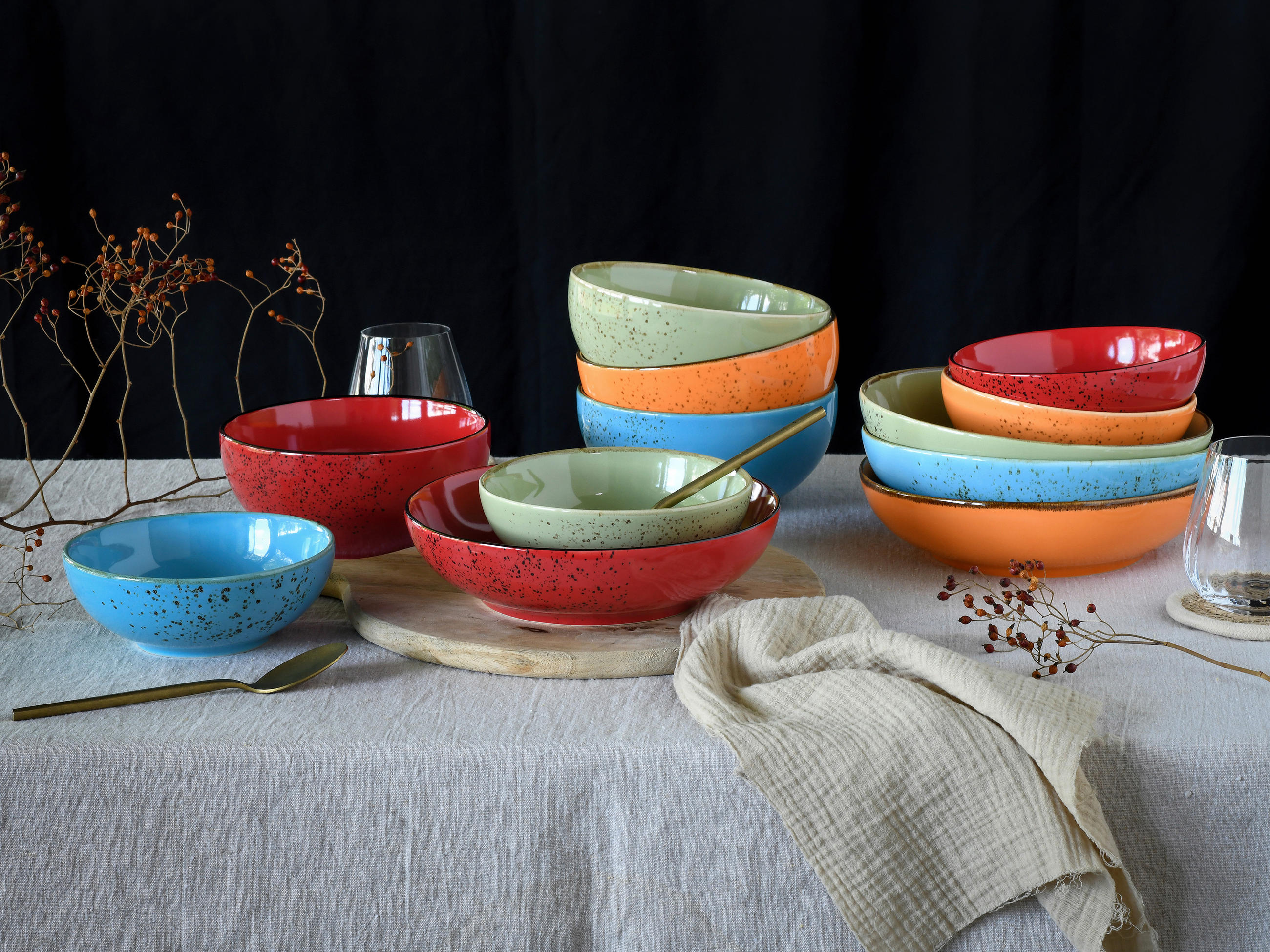 SKÅLSET Nature Collection Mediterran 12 delar  - multicolor, Basics, keramik - Creatable