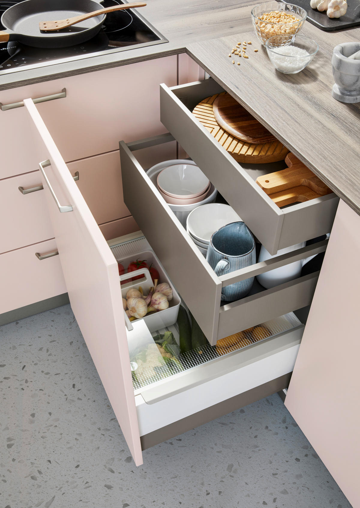 EINBAUKÜCHE   - Rosa, Design, Holzwerkstoff - Novel